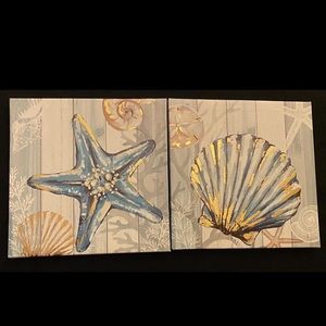 Special Moments,Memories Collection Set of
2 Sea shell/Star fish Canvas Wall Art